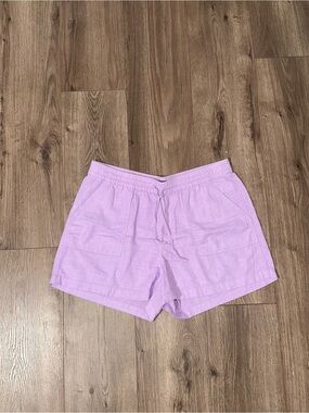 J. Crew Linen Blend Shorts Pockets Lilac Color Drawstring Lightweight